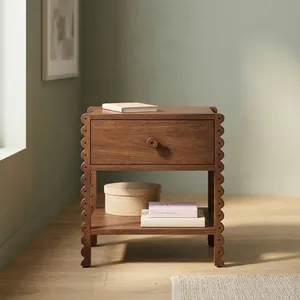 Modern Wooden Side <b>Table</b> with Single Drawer and Open Shelf for Bedroom <b>Storage</b> Wooden Side <b>Table</b> - Product Image 2