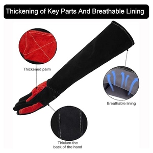 Gants de soudage en cuir de vachette pleine fleur haute performance avec logo personnalisé, résistants à la chaleur et aux étincelles, gants de barbecue robustes, la sécurité avant tout - Product Image 3
