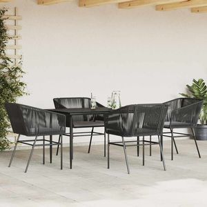 Set da Pranzo da Giardino in Rattan Nero per 4 Persone, Struttura in Metallo, Resistente alle Intemperie, Arredamento da Esterno dal Design Contemporaneo - Product Image 3