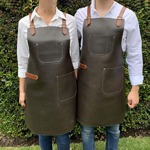 SALUBRIOUS SPORTS Unisex Polished Shiny Dark Cowhide Split Leather Welding Apron with <b>Spark</b> Model SS-LA-0050 OEM Service - Product Image 5