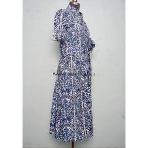 Robe mi-longue élégante pour femme en pur coton à imprimé floral numérique, nouveaux modèles, avec ceinture décorative, idéale pour les fêtes - Product Image 5