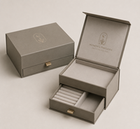 Boîte à bijoux de luxe multifonctionnelle à deux niveaux de grande capacité - Tiroir de rangement pour bijoux personnalisable haut de gamme avec gaufrage