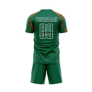 ชุดฟุตบอลแบบขายส่ง เสื้อและกางเกงขาสั้น ชุดทีมระบายอากาศได้ดี รับผลิตตามแบบ OEM ปักโลโก้และป้ายตามสั่ง - Product Image 2