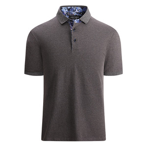 Polo à manches courtes pour homme, motif à pois bleus, avec bordure contrastée, coupe classique, style décontracté, tissu popeline 100% coton - Product Image 5