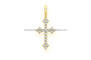 Colgante Religioso Unisex Personalizado de Cruz de Jesús Minimalista, Chapado en Rodio Helado, Oro Sólido de 10K, con Diamantes Cultivados en Laboratorio de Corte Brillante - Product Image 4