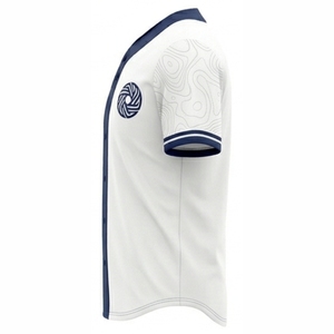 Maillot de baseball personnalisé unisexe à manches courtes blanc et bleu uni 100 % polyester séchage rapide coupe classique toutes saisons - Product Image 4