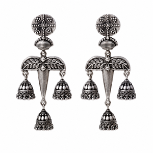 Pendientes Colgantes de Plata Oxidada con Diseño Étnico de Rajasthan para Pedidos al por Mayor, Regalo de Aniversario para Mujeres, Proveedor Mayorista - Product Image 1