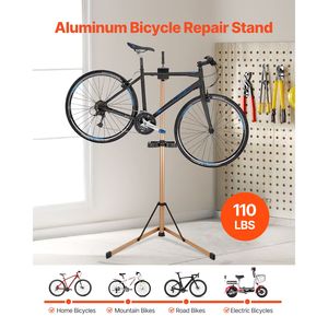 Support de réparation de vélo robuste, capacité maximale de 110 lb, hauteur réglable de 40,3 à 59,4 cm, avec grand plateau à outils, pliable - Product Image 2