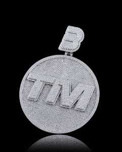 Iced Out TM Letter Moissanite Pendant 925 Silver Round Micro Paved Hip Hop Bling <b>Charm</b> - Product Image 5