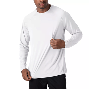 T-shirt uni à manches longues pour homme, coupe classique confortable, protection solaire, idéal pour l'entraînement et la gym - Product Image 5