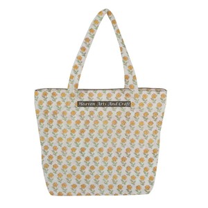 Bolso de mano acolchado de lona de algodón con estampado de bloques hecho a mano, bolso acolchado de hombro bohemio Vintage para mujer, bolso de moda india con dos correas - Product Image 1