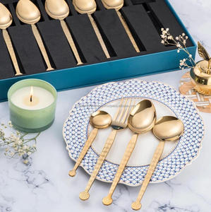 Engraved Vintage Cutlery - Antique Silverware <b>Set</b> Unique Design 4-Piece Artisan Tableware - Product Image 6