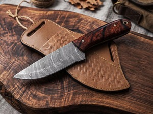 Couteau Bowie à lame fixe en acier inoxydable de qualité industrielle/DIY, fait main, à pointe tombante et bord biseauté, GF-991, pour la chasse en extérieur - Product Image 1