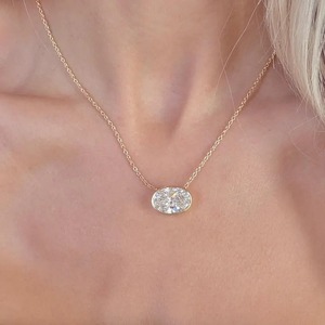จี้เพชรรูปไข่ 7 กะรัต ผลิตในห้องปฏิบัติการ ตัวเรือนทองคำขาว 14K พร้อมใบรับรอง IGI - Product Image 4