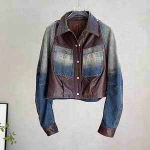 Men's Casual Coated Denim <b>Jacket</b> Distressed Frayed Hem Zipper Front Vintage Western <b>Trucker</b> Style Eco-Friendly Windproof Autumn - Product Image 3