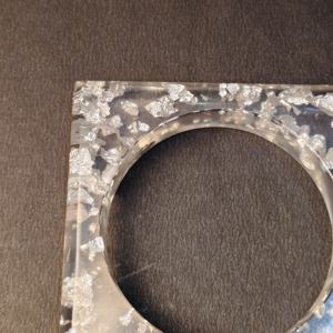 Modern Silver Leaf Transparent <b>Resin</b> Bangle Square Geometric <b>Clear</b> <b>Resin</b> Bracelet with Silver Foil Inlay Wholesale Durable - Product Image 4