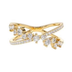 แหวนเพชร CVD รับรองโดย IGI ชุบทอง ดีไซน์ไม่ซ้ำใคร สำหรับเธอ แหวนแต่งงาน/หมั้น หลายชั้น ราคาสุดคุ้ม - Product Image 1