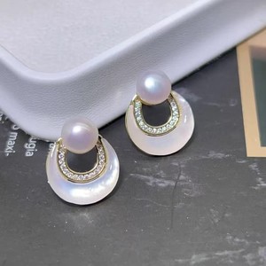 Pendientes de Plata de Ley S925 con Perlas Naturales de Agua Dulce y Madreperla Blanca, Joyería de Lujo y Elegante - Product Image 3