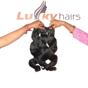 Raw Indian Remy Human <b>Hair</b> <b>Body</b> <b>Wave</b> Full Lace Cap Double Drawn Blunt Cut Black 100g Easy Apply - Product Image 5