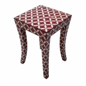 Tabouret géométrique en os incrusté, table d'appoint moderne en forme de sablier et table d'appoint décorative pour la décoration de salons et de chambres de luxe - Product Image 3