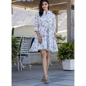 Top túnica de moda para mujer, manga larga, mezcla de algodón, detalles bordados - Product Image 1