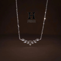 Collar con Colgante de Diamante Moissanite Corte Marquesa Personalizado, Plata de Ley 925, Diseño de Racimo de Hojas, Oro de 18K, Joyería con Diamantes Cultivados en Laboratorio