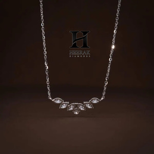 Custom Marquise Cut Moissanite Diamond Pendant 925 Sterling Silver Leaf Cluster <b>Necklace</b> 18K Gold Lab Grown Diamond Jewelry - Product Image 2