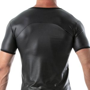เสื้อเชิ้ตผ้าซาตินสีทึบแขนสั้นสีดำสำหรับผู้ชายสไตล์สปอร์ตแห้งเร็วไม่มีปกเสื้อลำลองสวมใส่ในฤดูร้อน - Product Image 6
