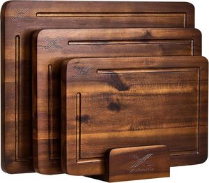 Ensemble de planches à découper Pindel Handicraft en bois massif de chêne, 3 pièces, empilables, modernes, écologiques, imperméables, durables, faciles à nettoyer, pour la cuisine - Product Image 1