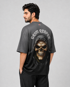 T-shirt Homme Grim Reaper Oversize à Manches Courtes, Imprimé par Sublimation Motif Crâne, Séchage Rapide, Col Rond, Style Urbain, Coupe Jersey - Product Image 2