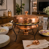 Plat à chafing en cuivre martelé avec couvercle, chauffe-plats pour buffet, ensemble de service pour hôtels et traiteurs, restaurant, banquet, fabrication OEM ODM sur mesure