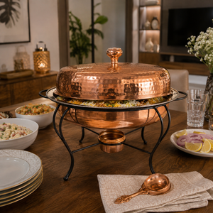 Hammered <b>Copper</b> Chafing Dish with Lid Buffet Food Warmer Hotel Catering Serving Set Restaurant Banquet OEM ODM Custom Manufactur - Product Image 3