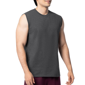 Débardeur Homme Tendance 2026 Couleur Unie Col Rond Tricoté Style Décontracté Musclé Gris Foncé - Product Image 2