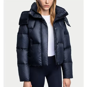 Women's Solid Color <b>Quilted</b> Puffer Jacket Hooded Zipper Closure <b>Winter</b> Warm Coat Full Sleeve Short Length - Product Image 1