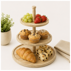 Wholesale Eco-Friendly 3 Tier Wood Cake <b>Stand</b> for Weddings and Parties Natural Wooden <b>Cupcake</b> Tower and Tiered Dessert Display - Product Image 2