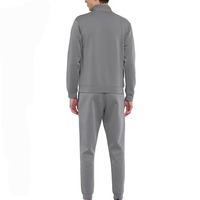 Survêtement gris pour homme avec blocs de couleur, manches longues, fermeture éclair, décontracté, respirant, pour l'automne, coupe classique, poches latérales