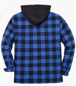 เสื้อแจ็คเก็ตผ้าสักหลาดบุผ้าแบบมีฮู้ดลายสก็อตสำหรับผู้ชาย สไตล์วินเทจ บุซับในอย่างดี - Product Image 3