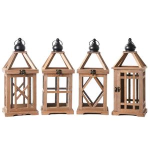 Lanterne à bougie en bois artisanale personnalisée avec support de bougie noir pour événements et décoration intérieure, centres de table de mariage - Product Image 3