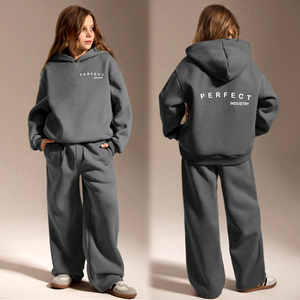Ensemble sweat-shirt et pantalon de survêtement oversize pour jeunes filles, en coton éponge tricoté respirant 500 GSM, teint uni, coupe large, haute qualité, hiver - Product Image 5