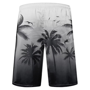 Shorts de bain unisexes à séchage rapide, sublimés, style hawaïen, couleur unie, taille élastique, respirants, en polyester/coton tricoté - Product Image 6