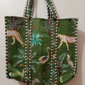 Top Trendy Product Quilted Cotton Fabric Tote Bag Handmade Eco Friendly Reusable Shopping Carry Bag Durable Lightweight Gift - Product Image 1