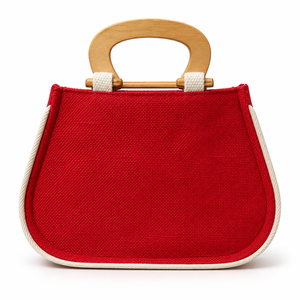 Cute Looking <b>Mini</b> Jute <b>Bag</b> with Round Wood Handles Small Size for shopping gifting Canvas Shopping HandBag for girls - Product Image 6