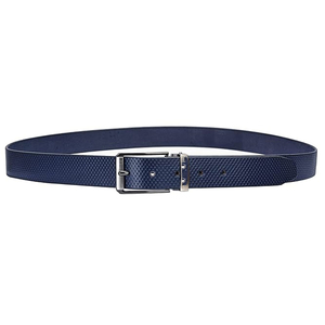 Ceinture en cuir véritable, peau de vache, bleu uni, boucle à ardillon rectangulaire en acier, formelle, durable, moulage monobloc - Product Image 2