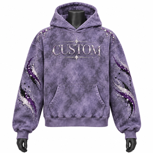 Sudadera con capucha y cremallera personalizada con estampado de diamantes de imitación, estilo tie-dye, oversize, unisex, de felpa francesa, para ropa urbana de otoño - Product Image 1