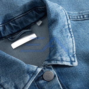 Chaqueta de Mezclilla Ecológica para Hombre, Corte Regular Largo, Cuello Camisero, Algodón Lavado, Azul, Logotipo Frontal, Botones Cubiertos, Casual, Invierno - Product Image 4