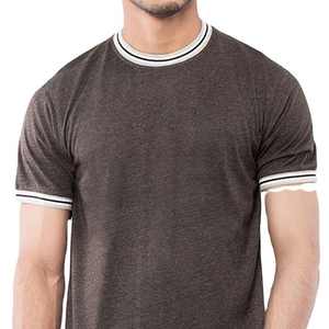 T-shirt décontracté marron foncé à col contrastant avec logo sur le devant, en coton doux et respirant de qualité supérieure, style vintage d'été, coupe classique - Product Image 4