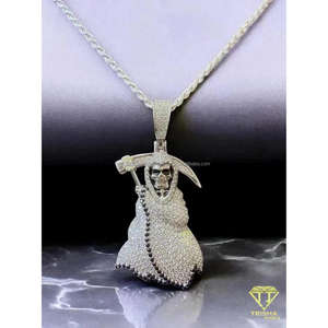 Colgante de Lujo con Diseño de Cebo de Muerte, Diamantes VVS Cultivados en Laboratorio, con Plata de Ley 925, Joyería Hip Hop - Product Image 5