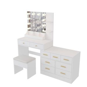 Large LED Light Vanity Desk with 10 Bulbs Makeup Table with Charging Station Elegant Vanity Mirror - Product Image 5