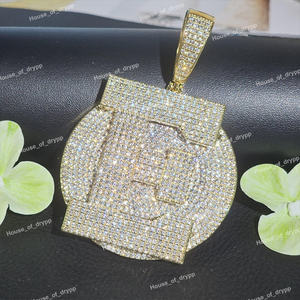 Colgante Moderno con Diamante Moissanite en Plata de Ley 925, Totalmente Cubierto de Circonitas, para Joyería de Lujo para Fiestas Hip Hop - Product Image 4