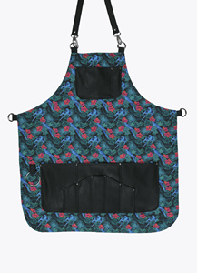 Cape de coiffure à motif floral avec poches en cuir et taille ajustable - Product Image 3